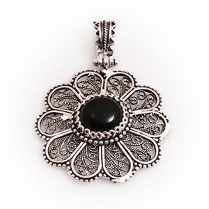 GUMUSH 925 Oniks Taşlı Telkari Kolye Ucu | PND48187009