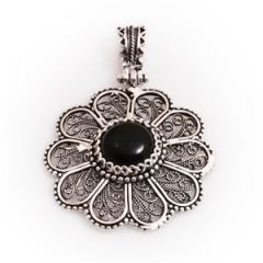 GUMUSH 925 Oniks Taşlı Telkari Kolye Ucu | PND48187009