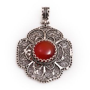 GUMUSH 925 Akik Taşlı Telkari Kolye Ucu | PND48187010