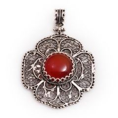 GUMUSH 925 Akik Taşlı Telkari Kolye Ucu | PND48187010