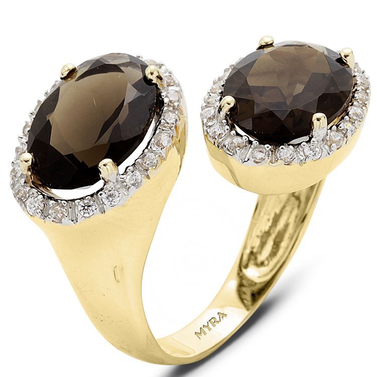 Myra Gold Zirkon Smoki Taşlı Fantezi Yüzük