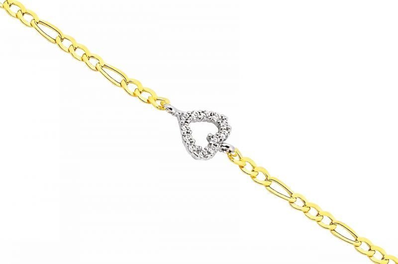 Altın Taşlı  Kalpli Bileklik ZB000044 Melis gold