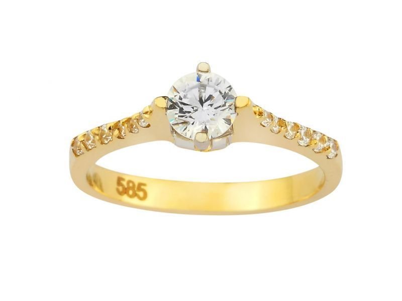Altın Taşlı Tek Taş Yüzük AY000062 Melis Gold