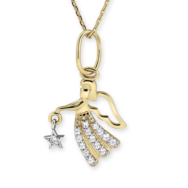 Myra Gold Melek Kolye Zirkon Taşlı 14 Ayar