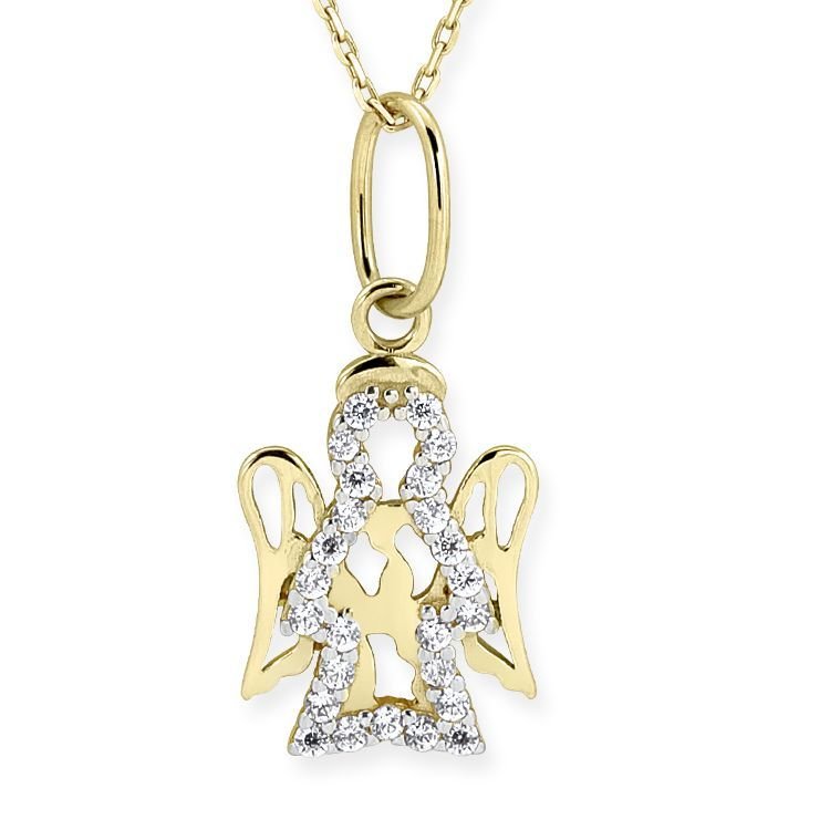 Myra Gold Melek Kolye Zirkon Taşlı 14 Ayar