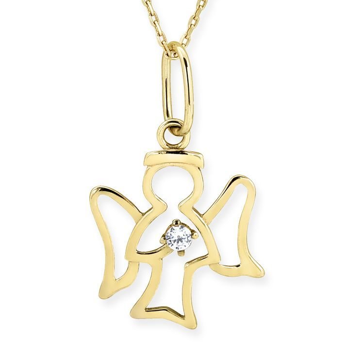 Myra Gold Melek Kolye Zirkon Taşlı 14 Ayar