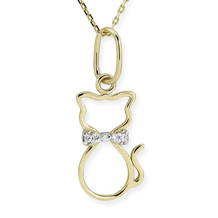Myra Gold Minik Kedi Kolye Zirkon Taşlı 14 Ayar