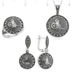 GUMUSH 925 Markazit Tuğra Set | ST0970003
