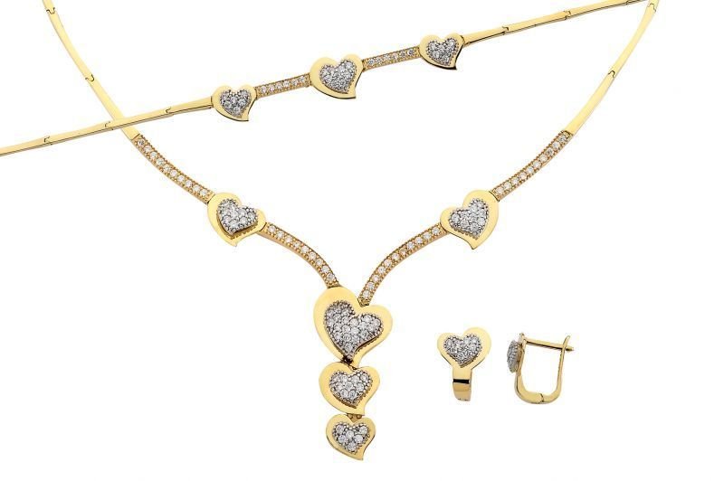 Altın Su Yolu Kalpli Set DS0006 Melis Gold