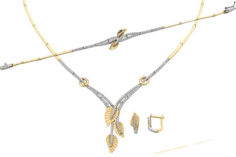 Altın Su Yolu Yaprak Motifli Set DS00011 Melis Gold