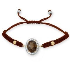 Myra Gold Brown Taşlı İpli Bileklik