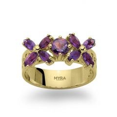 Myra Gold 14 Ayar Altın Ametist  Fantazi Yüzük