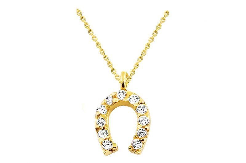 Altın Taşlı At Nalı Kolye Kly00201 Melis Gold