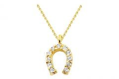 Altın Taşlı At Nalı Kolye Kly00201 Melis Gold