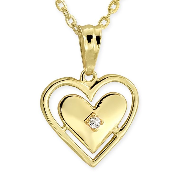 Myra Gold 14 Ayar Altın Pırlantalı Kalp Kolye