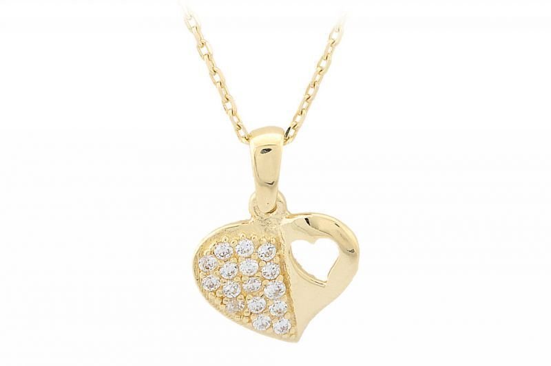 Altın Kalpli Kolye  Kly00016  Melis Gold