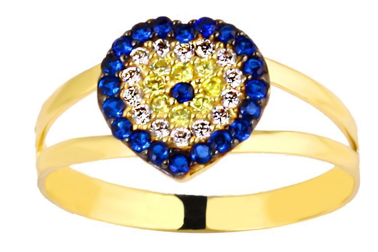 Altın Kalpli Nazar Boncuk AY0000102 Melis Gold