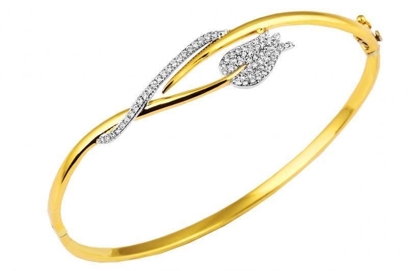 Altın Lale Motifli Bilezik Blz200102 Melis Gold