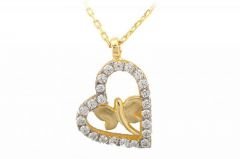 Altın Kelebek Kalp Kolye Kly00024 Melis Gold