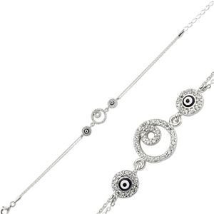 GUMUSH 925  Zirkon Taşlı  Nazarlı Bileklik | BR0460114