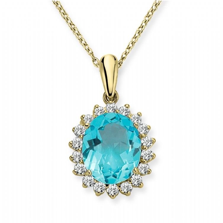 Myra Gold Aqua Marine Taşlı Altın Kolye