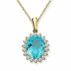 Myra Gold Aqua Marine Taşlı Altın Kolye