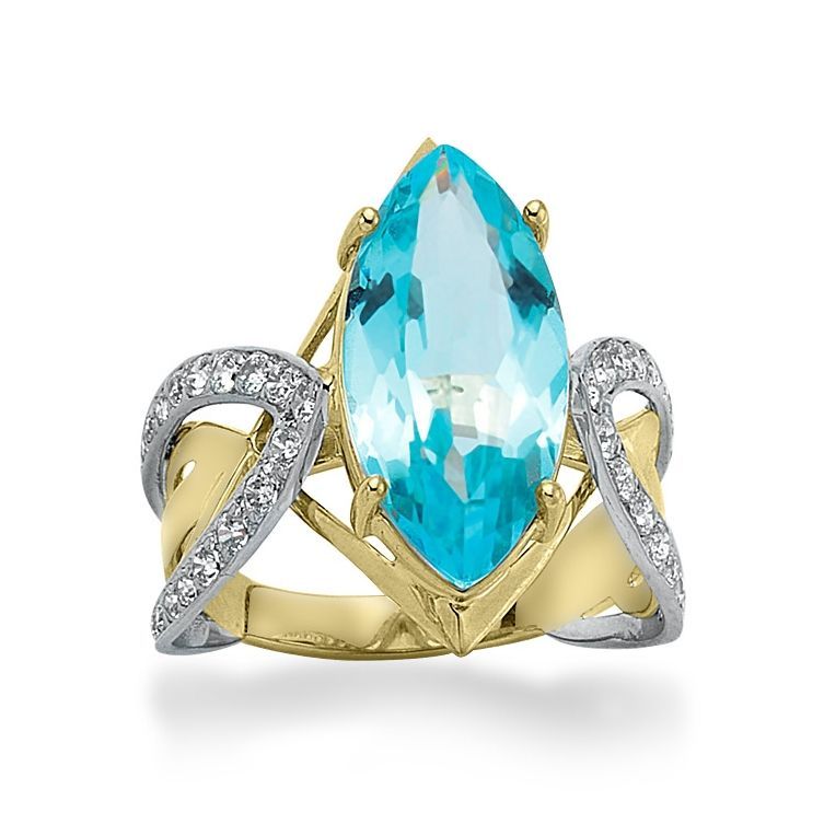 Myra Gold Blue Topaz Fantazi Altın Yüzük