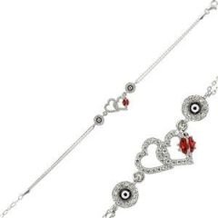 GUMUSH 925  Zirkon Taşlı  Uğur Böcekli Kalp Bileklik | BR0460124