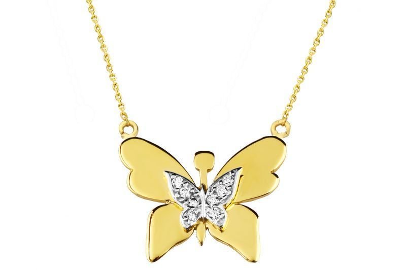 Altın Taşlı Kelebek Kolye Kly00209 Melis Gold