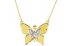 Altın Taşlı Kelebek Kolye Kly00209 Melis Gold