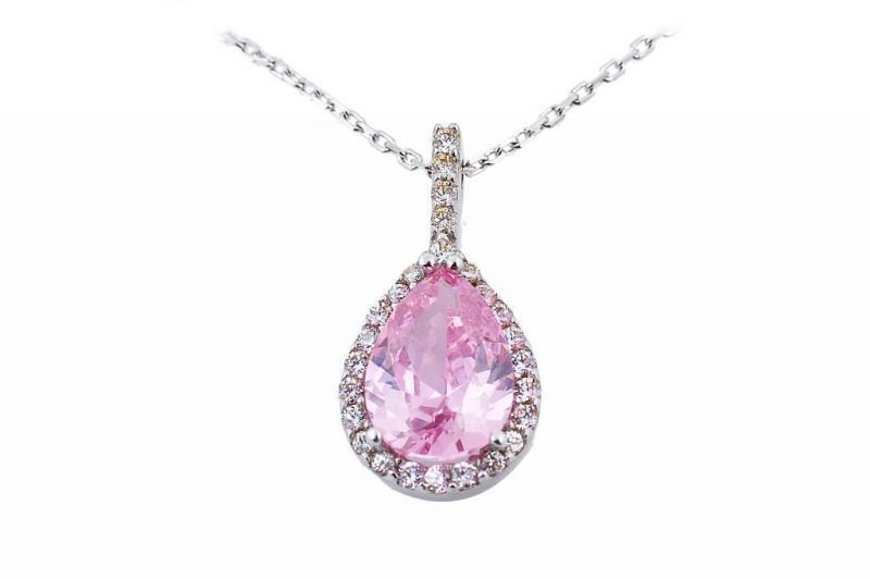 Altın Pembe Taşlı Kolye Kly00051 Melis Gold