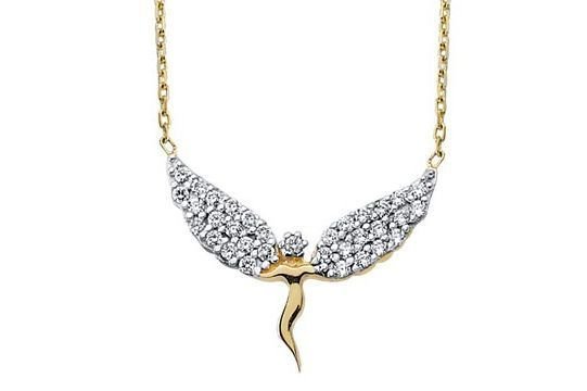 Altın Taşlı Melek Kolye Kly00224 Melis Gold