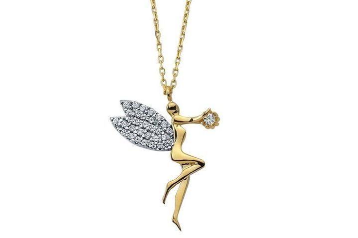Altın Taşlı Melek Kolye Kly00244 Melis Gold