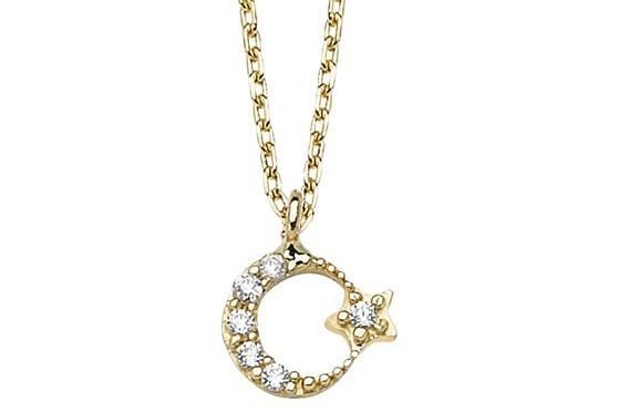 Altın Taşlı Ayyıldız Kolye Kly00245 Melis Gold
