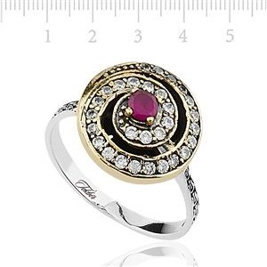 GUMUSH Otantik Kök Yakut Girdap Yüzük | LRG78200006