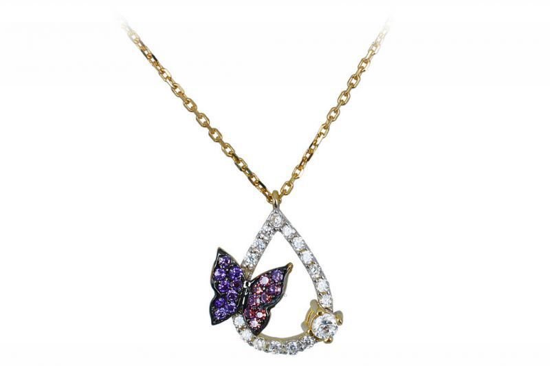 Altın Kelebek Kolye Kly00093  Melis Gold
