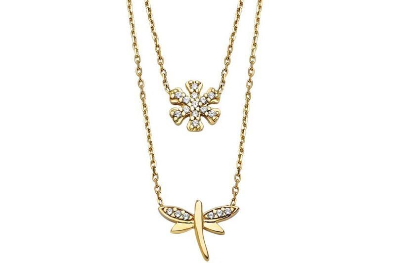 Altın Taşlı Kartanesi Ve Yusufçuk Kolye Kly00255 Melis Gold