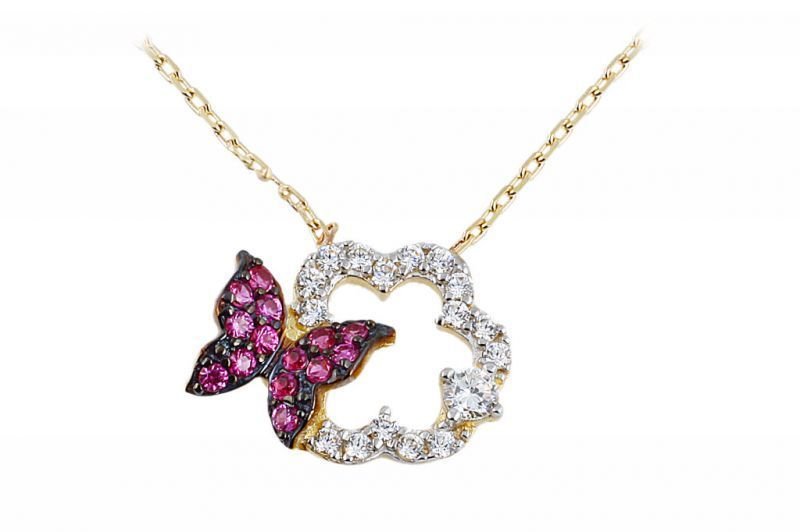Altın Kelebek Kolye Kly00103  Melis Gold