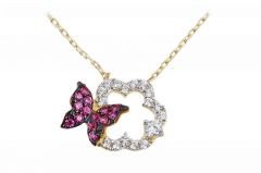 Altın Kelebek Kolye Kly00103  Melis Gold