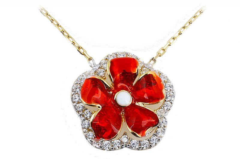 Altın Çiçek Kolye Kly00105  Melis Gold