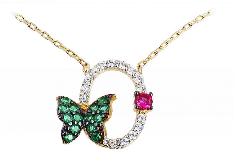 Altın Kelebek Kolye Kly00108  Melis Gold