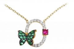 Altın Kelebek Kolye Kly00108  Melis Gold