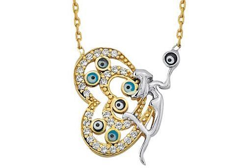 Altın Melek Ve Kalpli Kolye Kly00269 Melis Gold