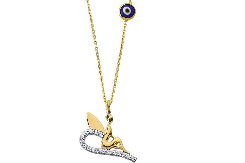 Altın Nazar Boncuklu Melek Kolye Kly00270 Melis Gold