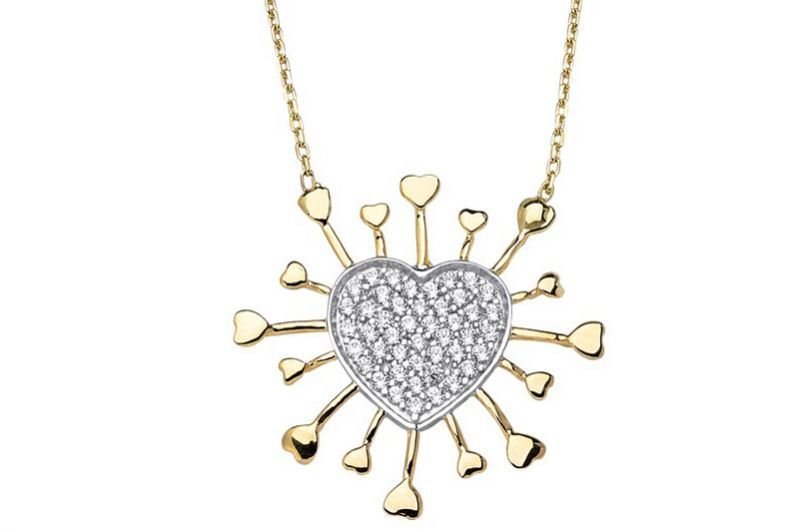Altın Taşlı Kalpli Kolye Kly00275 Melis Gold