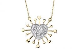 Altın Taşlı Kalpli Kolye Kly00275 Melis Gold