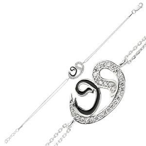 GUMUSH 925  Zirkon Taşlı Nazarlı  Vav Bileklik | BR0460127