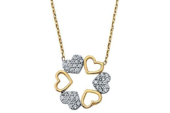 Altın Taşlı Kalpli Kolye Kly00276 Melis Gold