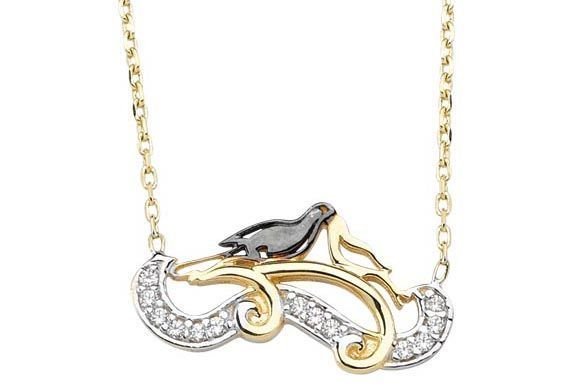 Altın Kuş Motifli Kolye Kly00285 Melis Gold