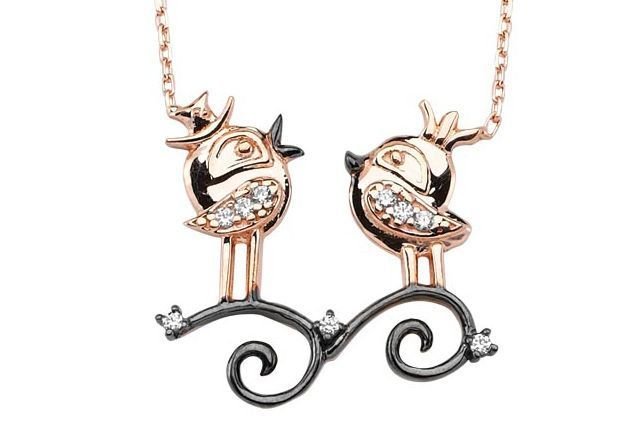 Altın Kuş Motifli Kolye Kly00286 Melis Gold